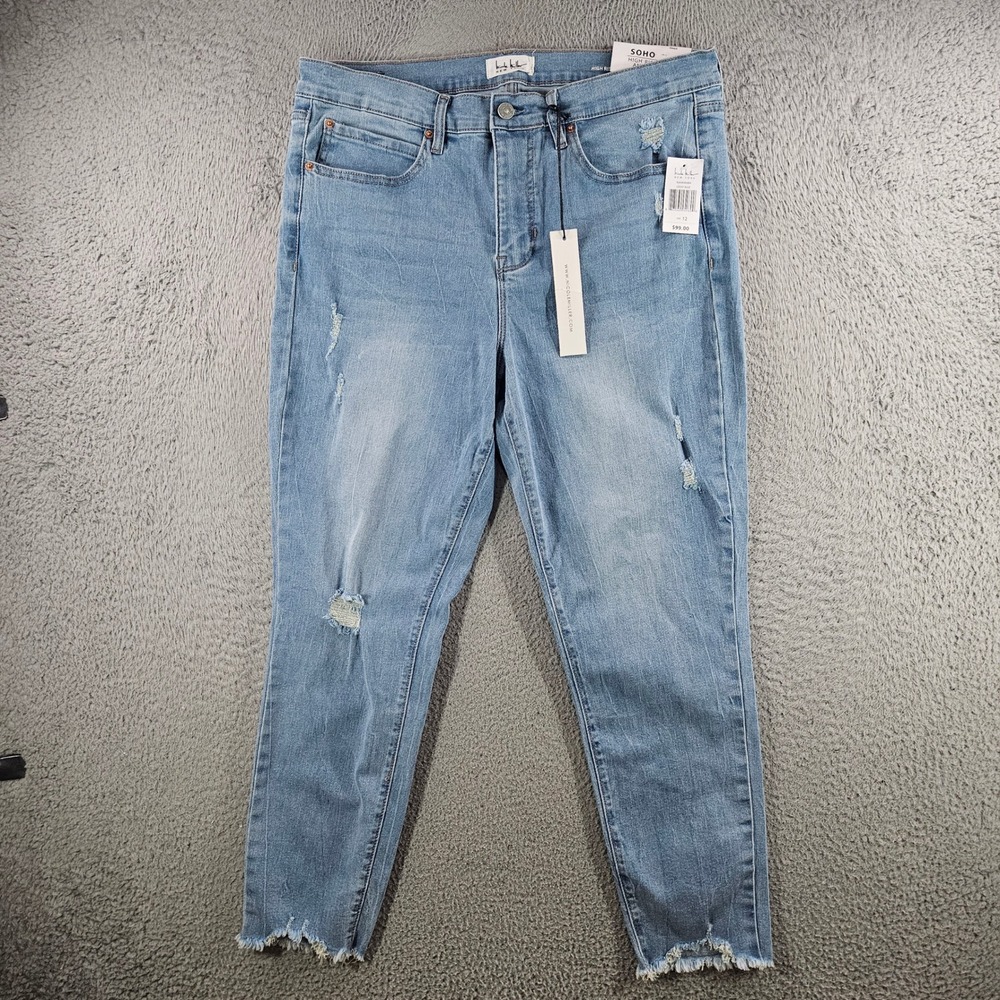Nicole Miller New York Soho High Rise Ankle Skinny Jeans Light Blue Size 12 NEW
